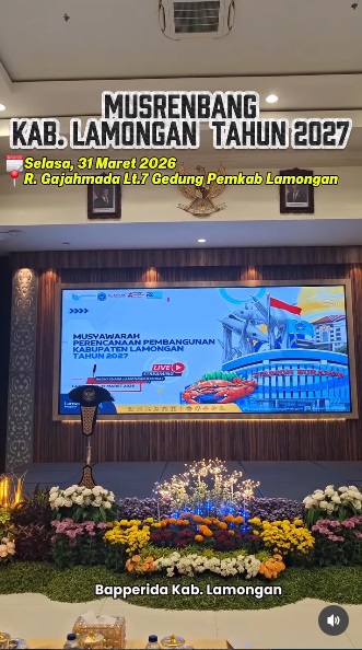 Sebagai bagian dari tahapan penyusunan RKPD Tahun 2027, Musrenbang Kabupaten Lamongan yang bertempat di Ruang Pertemuan Gajah Mada Lt.7 , Gedung Pemkab Lamongan