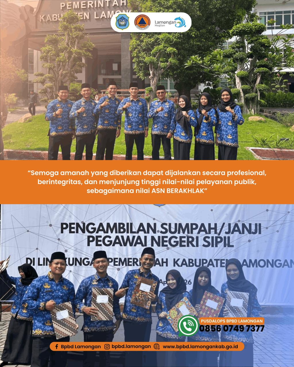 Foto: Pegawai BPBD Lamongan Resmi dilantik, CPNS menjadi PNS