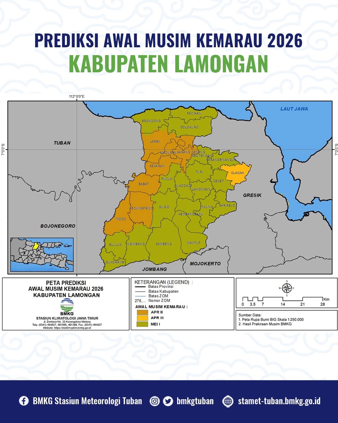Foto: Peta Prediksi Awal Musim Kemarau Kabupaten Lamongan