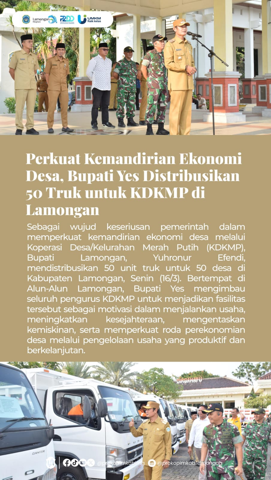 Foto: PENDISTRIBUSIAN 50 TRUK KDKMP LAMONGAN