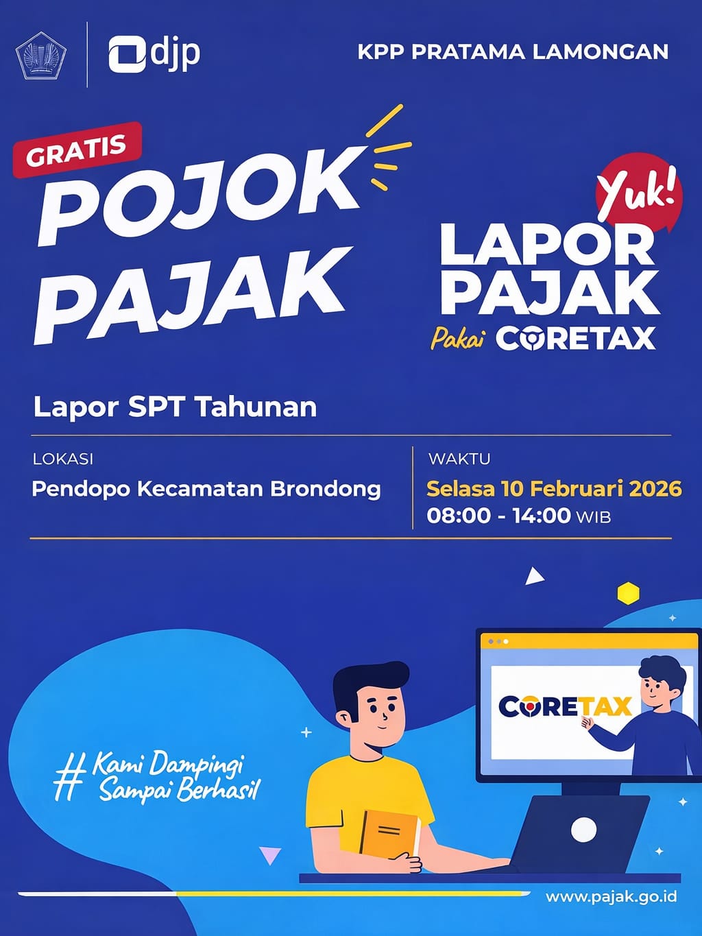 Foto: POJOK PAJAK GRATIS HADIR DI KECAMATAN BRONDONG, WARGA DIAJAK LAPOR SPT TAHUNAN PAKAI CORETAX