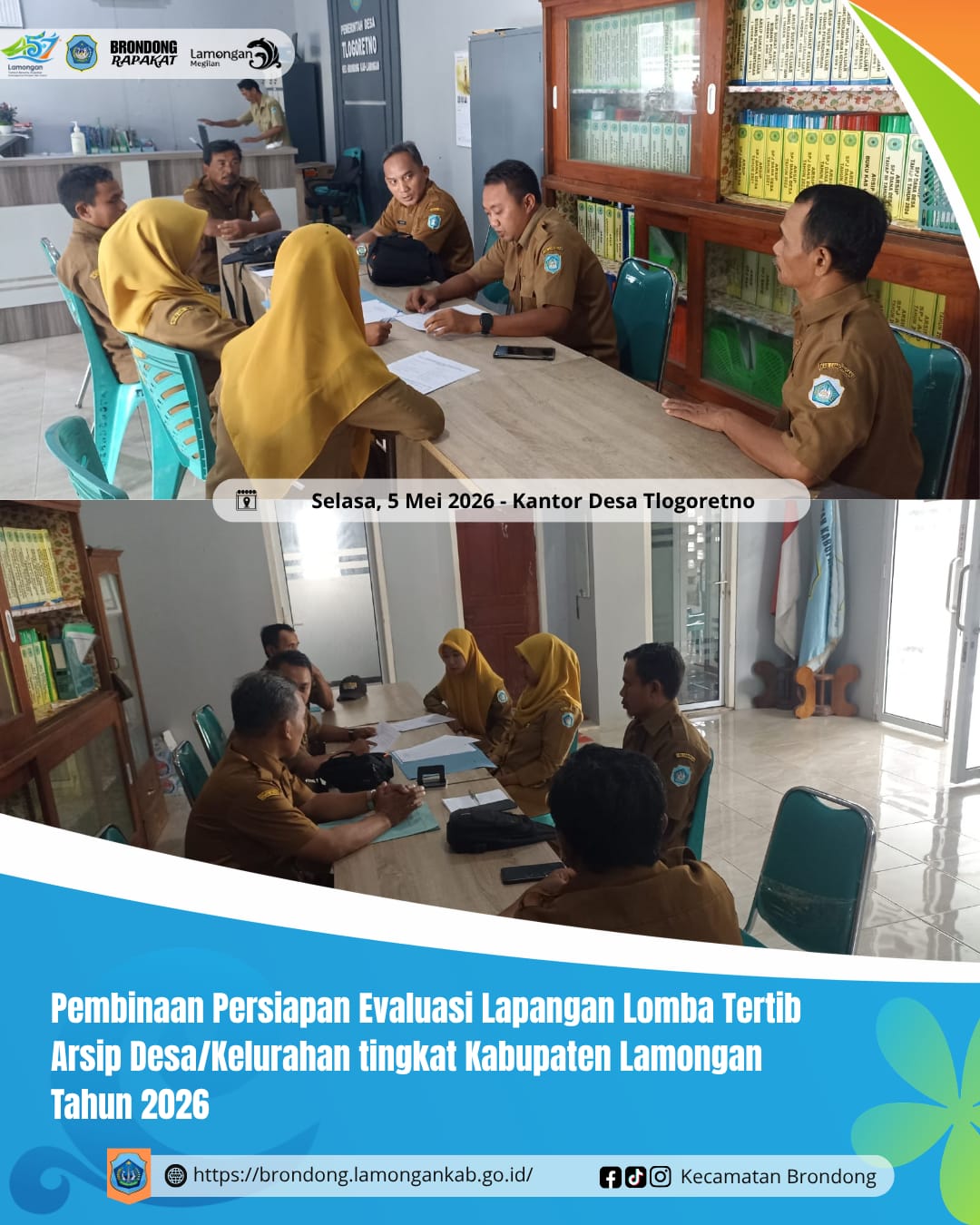 Foto: PEMBINAAN PERSIAPAN EVALUASI LAPANGAN LOMBA TERTIB ARSIP DI DESA TLOGORETNO KECAMATAN BRONDONG
