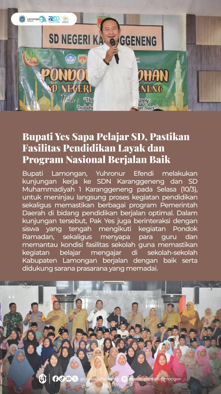Foto: BUPATI LAMONGAN PASTIKAN FASILITAS PENDIDIKAN YANG LAYAK