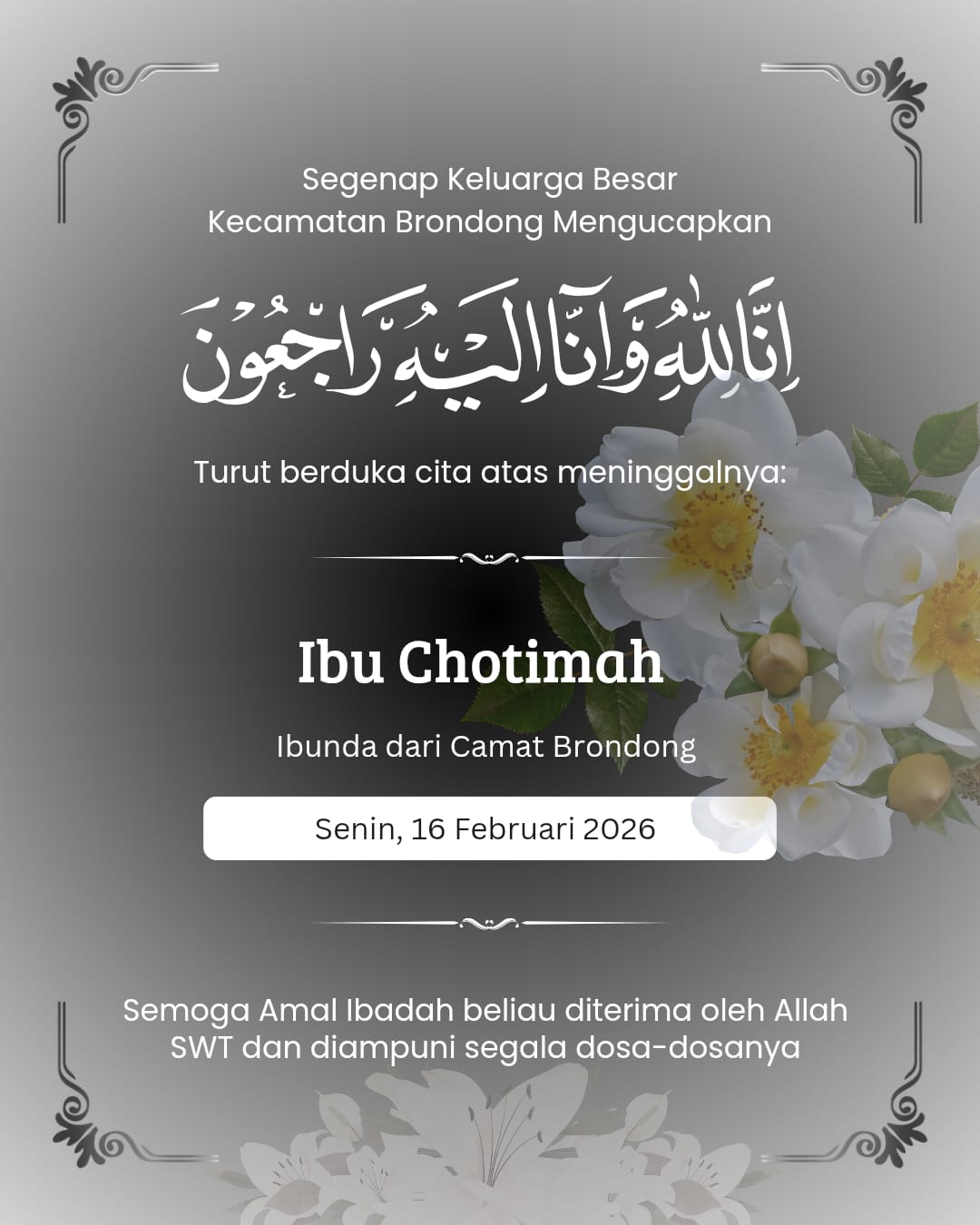 Foto: INNALILLAHI WA INNA ILAIHI ROJIUN