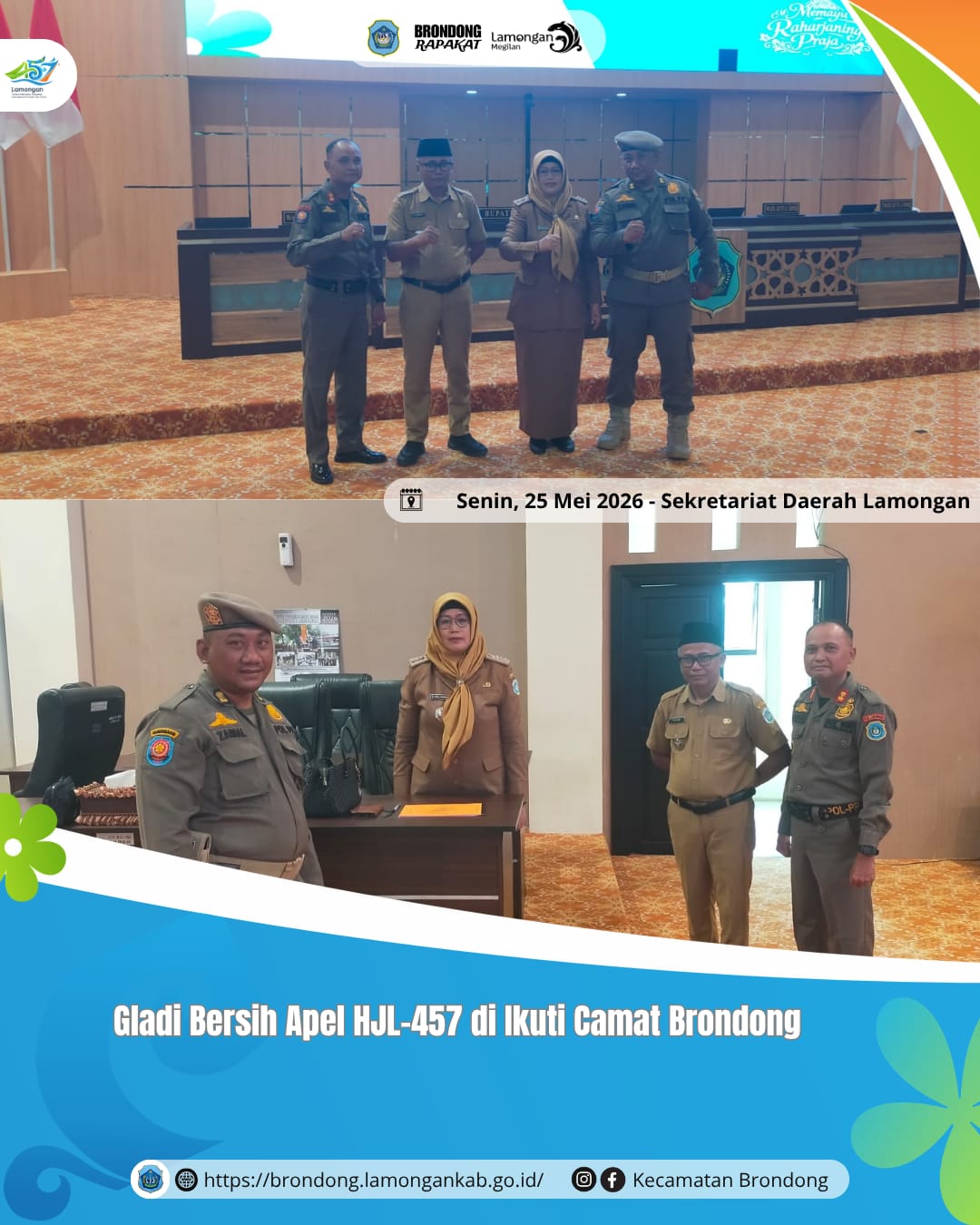 Foto: GLADI BERSIH APEL HARI JADI LAMONGAN KE-457 DI SEKRETARIAT DAERAH KABUPATEN LAMONGAN