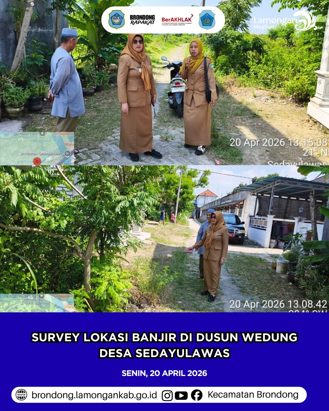 Foto: SURVEI LOKASI DAN PENINJAUAN TITIK RAWAN BANJIR DI DUSUN WEDUNG DESA SEDAYULAWAS KECAMATAN BRONDONG KABUPATEN LAMONGAN