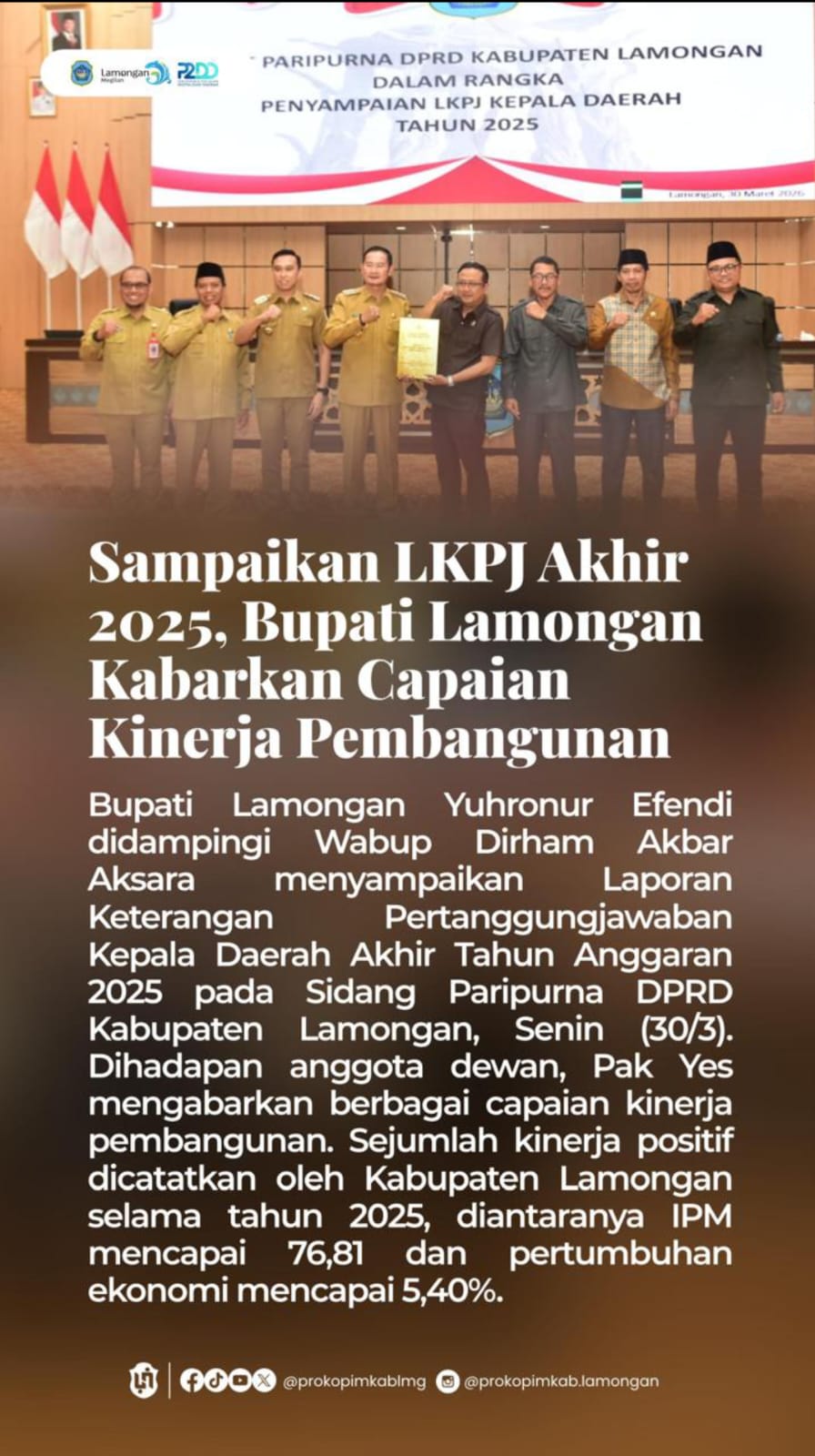 Foto: LKPJ AKHIR 2025, CAPAIAN KINERJA PEMBANGUNAN LAMONGAN