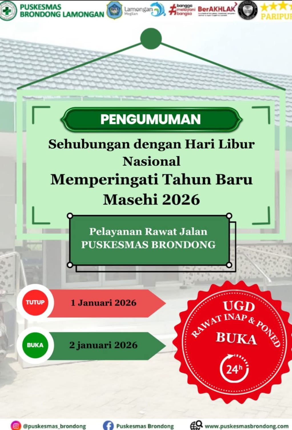 Foto: PENGUMUMAN PUSKESMAS BRONDONG
