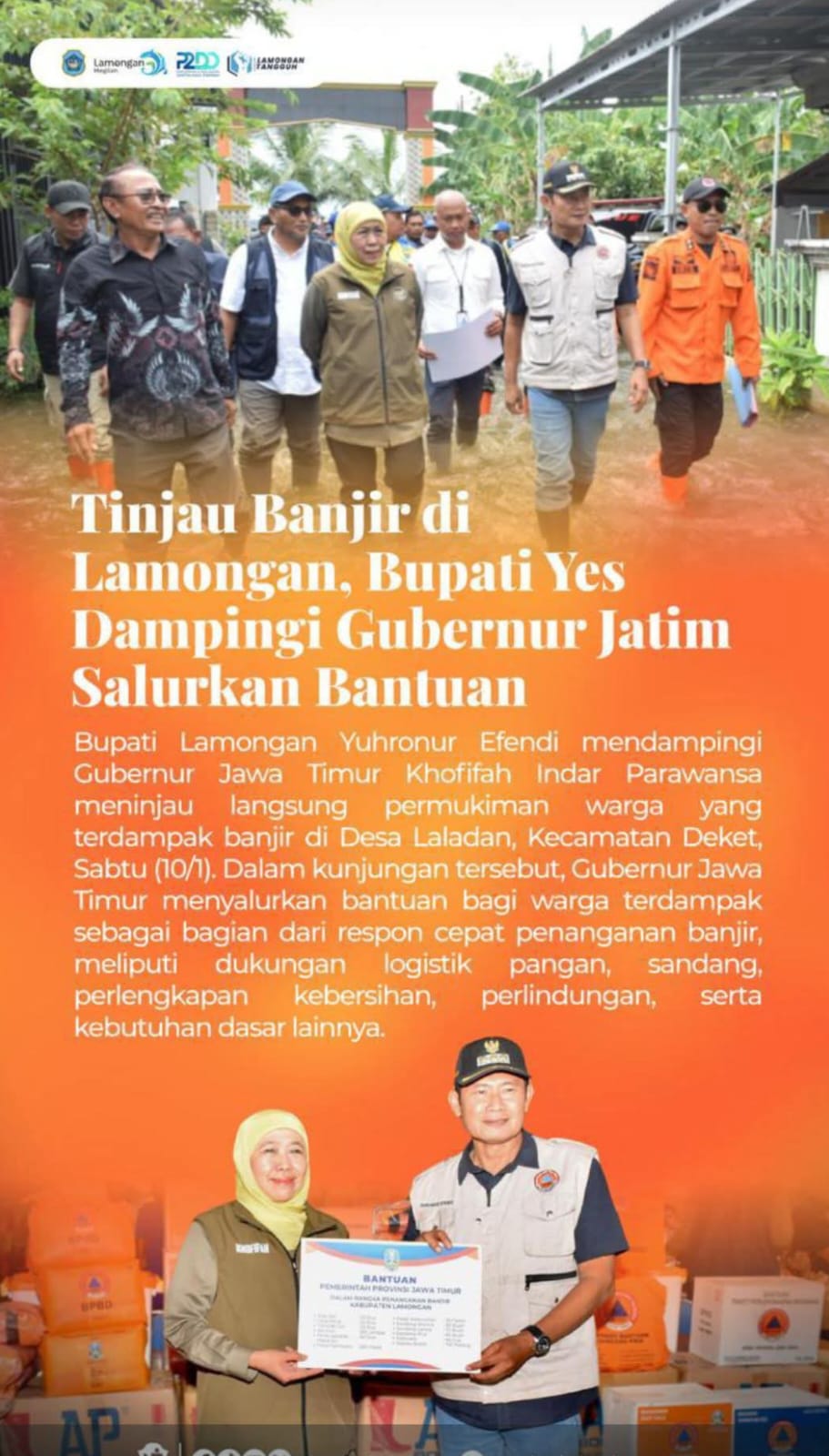 Foto: PAK YES DAN GUBERNUR JATIM TINJAU BANJIR LAMONGAN