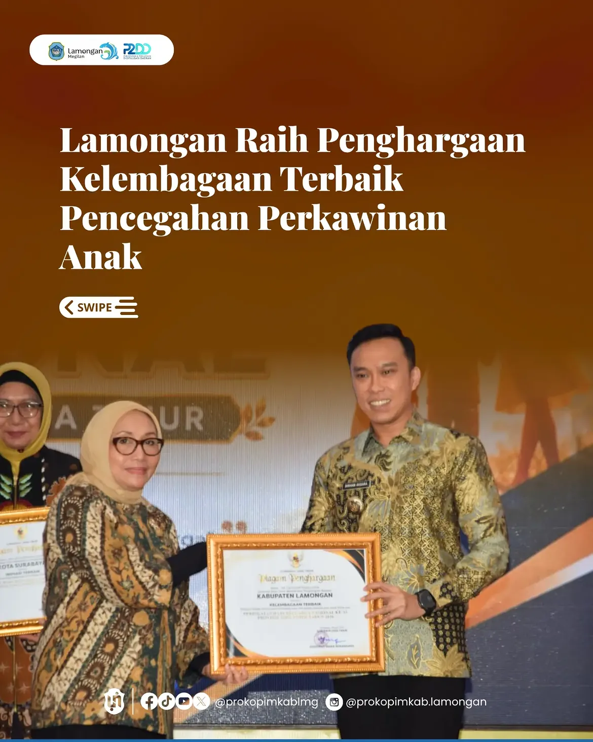 Foto: KABUPATEN LAMONGAN MERAIH PENGHARGAAN KELEMBAGAAN TERBAIK PENILAIAN KINERJA PENCEGAHAN PERKAWINAN ANAK 2026