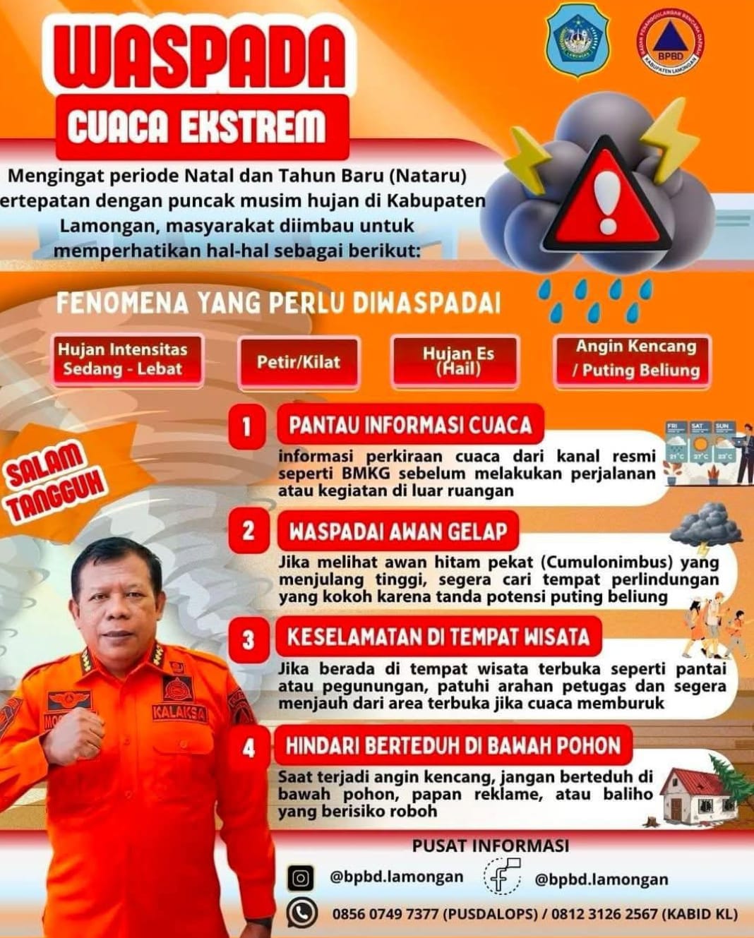 Foto: WASPADA CUACA EKSTREM, DARI BPBD LAMONGAN