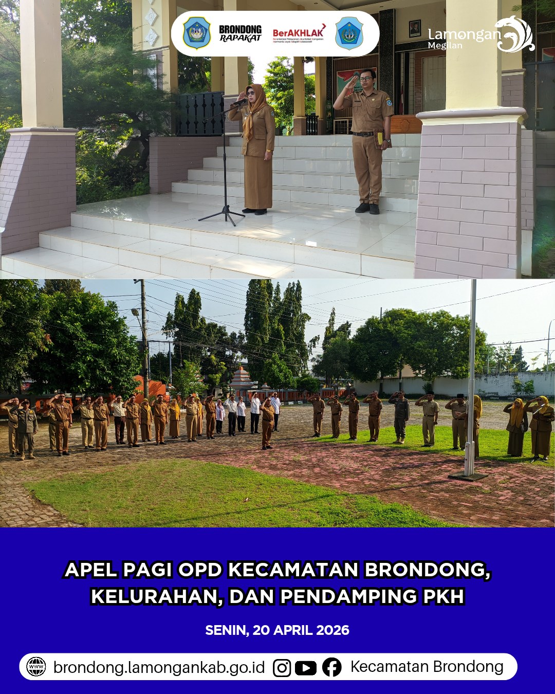 Foto: APEL PAGI DAN EVALUASI KEDISIPLINAN APARATUR PEMERINTAH KECAMATAN BRONDONG KABUPATEN LAMONGAN