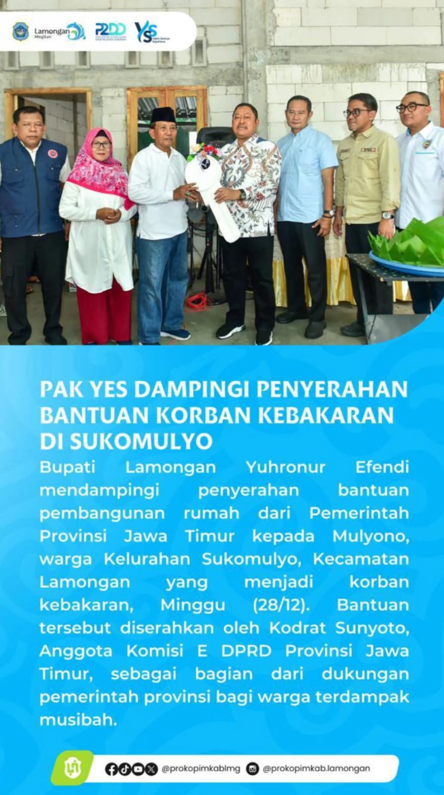 Foto: PENYERAHAN BANTUAN KORBAN KEBAKARAN, DI SUKOMULYO