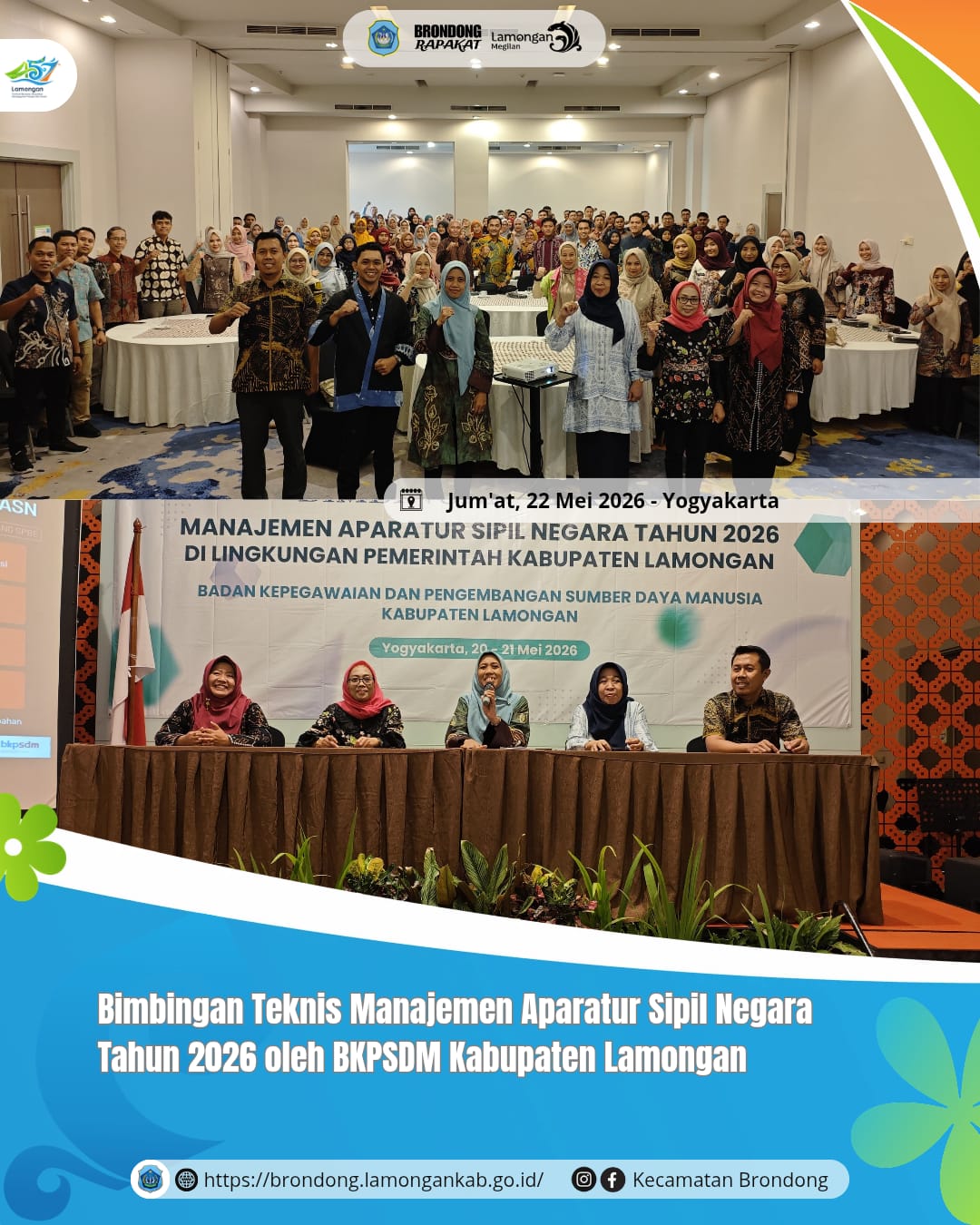 Foto: STAF KECAMATAN BRONDONG IKUTI BIMBINGAN TEKNIS MANAJEMEN ASN TAHUN 2026 DI YOGYAKARTA