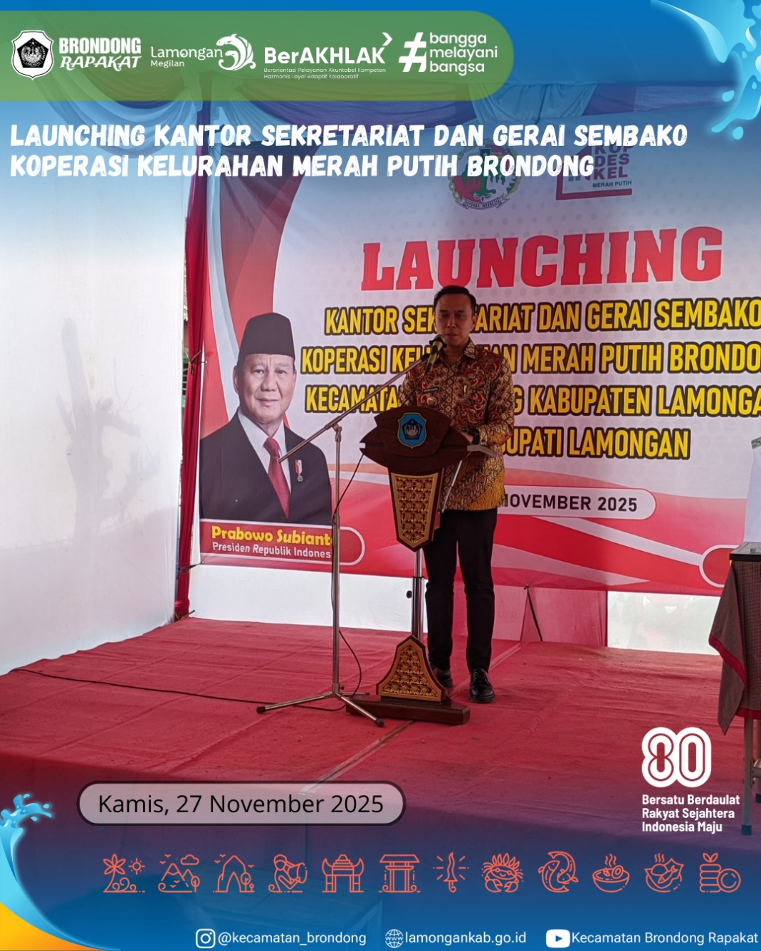 Foto: SAMBUTAN WAKIL BUPATI LAMONGAN PADA ACARA LAUNCHING KOPERASI KELURAHAN MERAH PUTIH