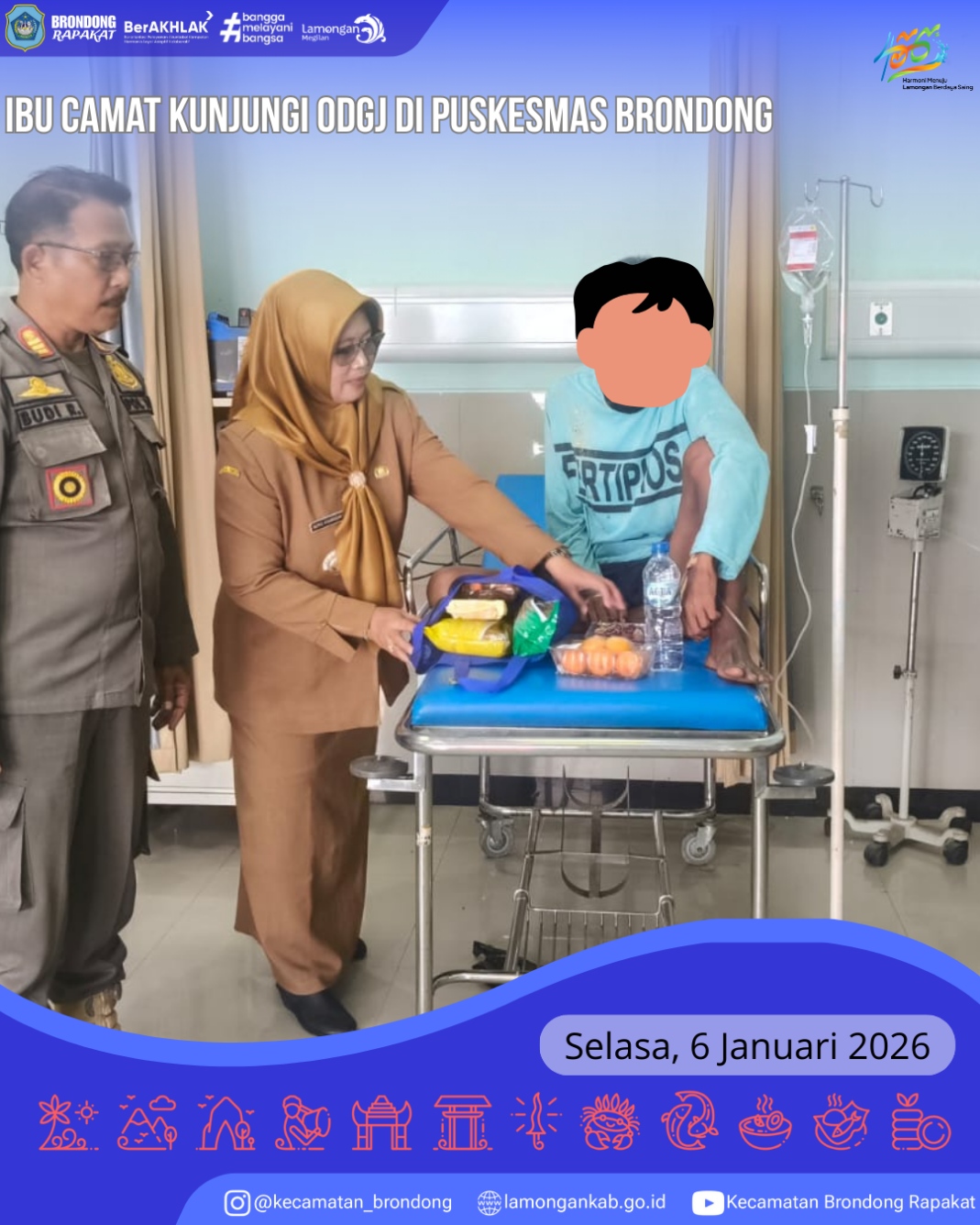 Foto: KEPEDULIAN SOSIAL IBU CAMAT BRONDONG, KUNJUNGI ODGJ PASCA EVAKUASI