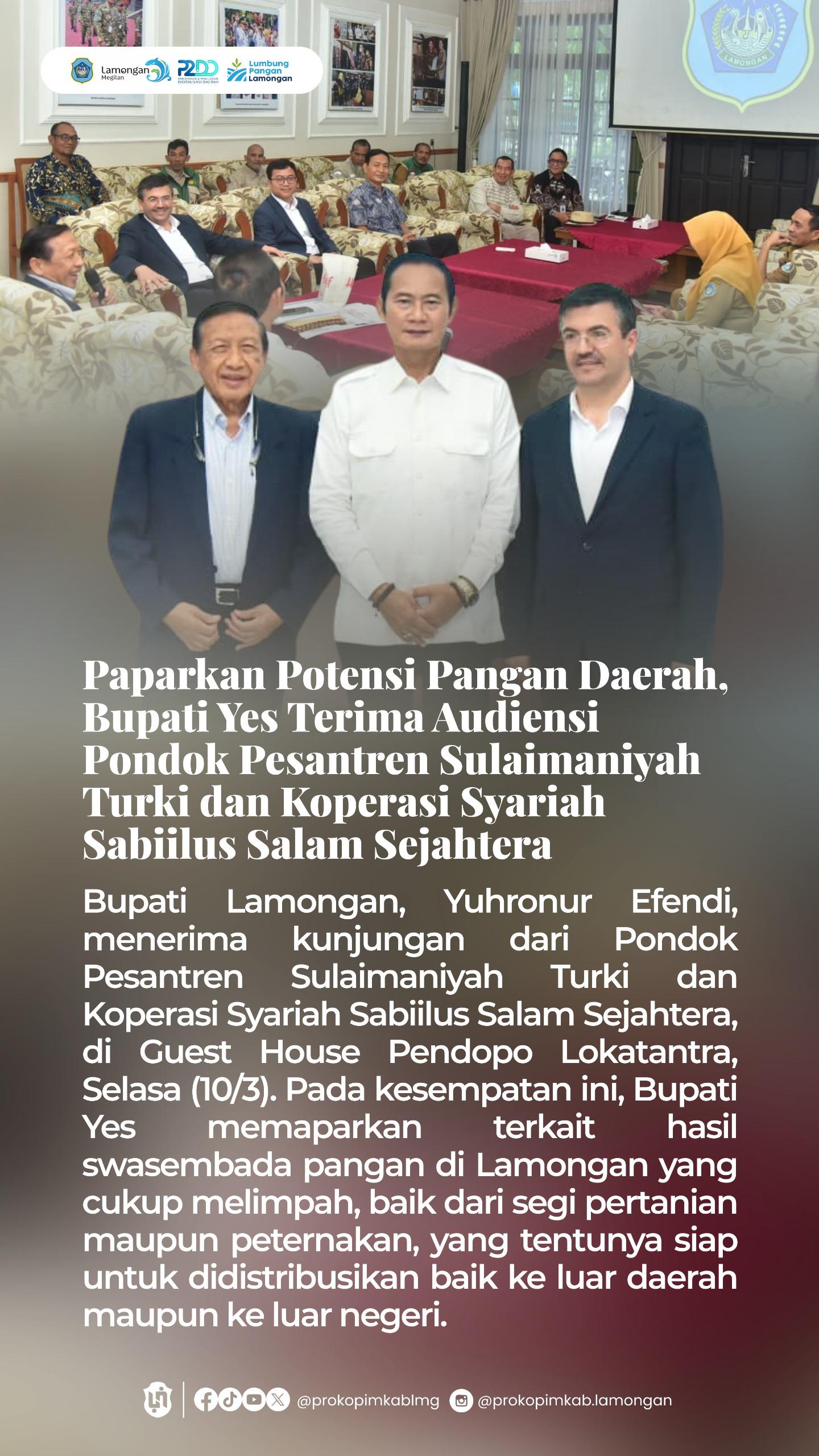 Foto: AUDIENSI PONDOK PESANTREN SULAIMANIYAH TURKI DAN KOPERASI SYARIAH SABIILUS SALAM SEJAHTERA