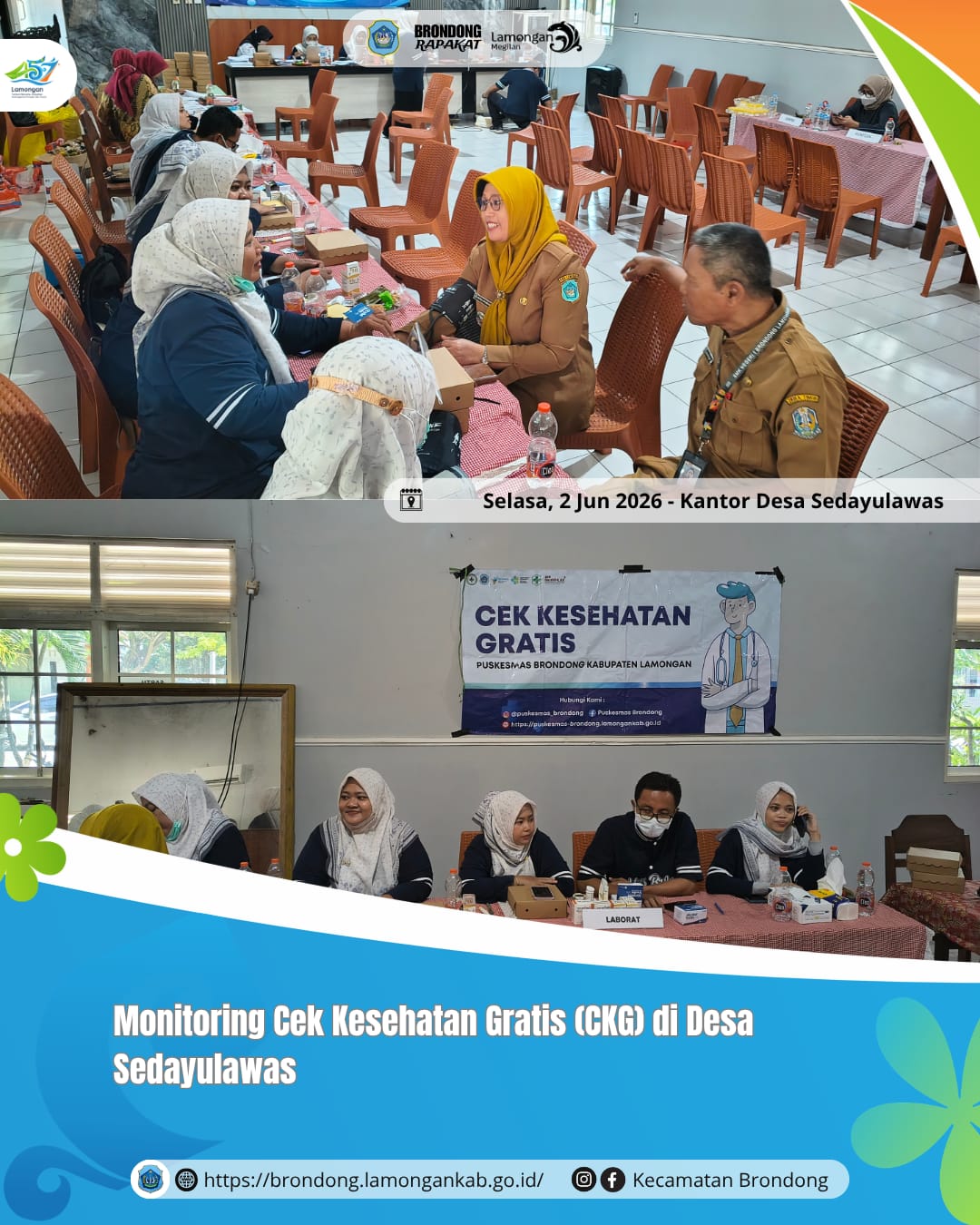 Foto: MONITORING PROGRAM CEK KESEHATAN GRATIS OLEH PUSKESMAS BRONDONG DI DESA SEDAYULAWAS