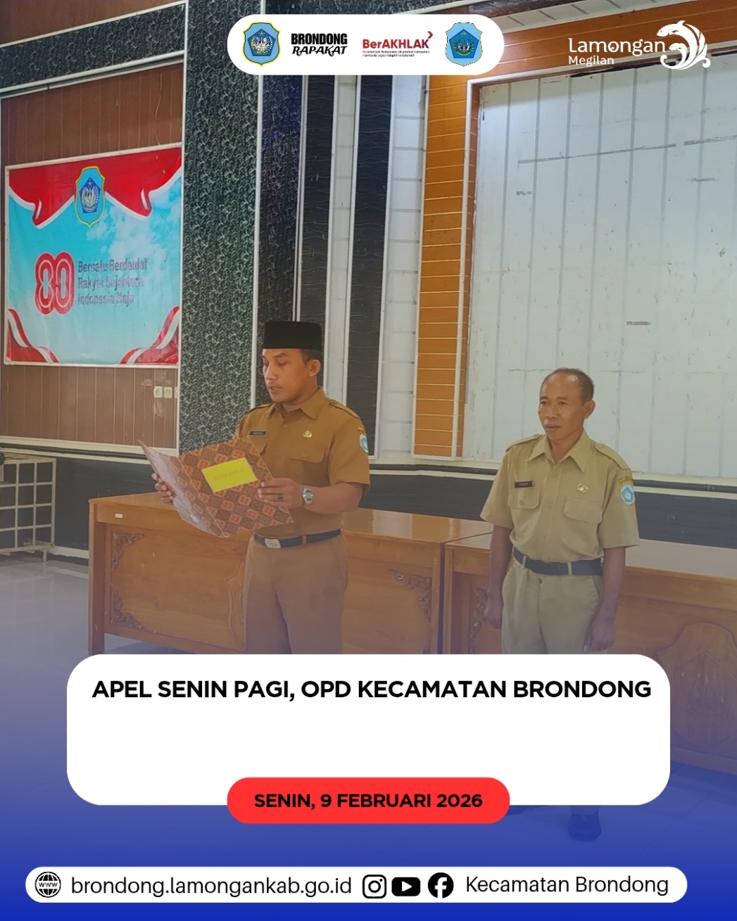 Foto: APEL SENIN PAGI DI PENDOPO KECAMATAN BRONDONG TEKANKAN KEDISIPLINAN DAN TUGAS POKOK PEGAWAI