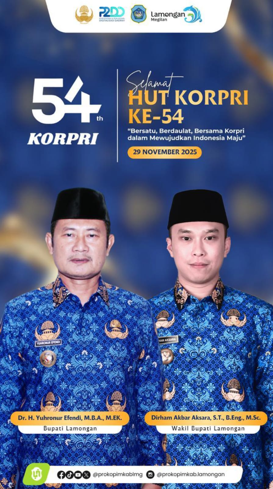 Foto: Pemerintah Kabupaten Lamongan mengucapkan selamat HUT KORPRI ke 54 Tahun 2025
