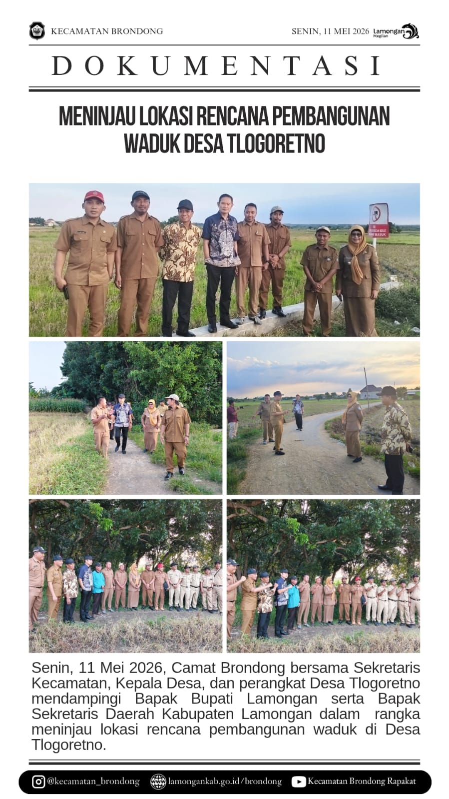 Foto: BUPATI LAMONGAN TINJAU LOKASI RENCANA PEMBANGUNAN WADUK DI DESA TLOGORETNO KECAMATAN BRONDONG