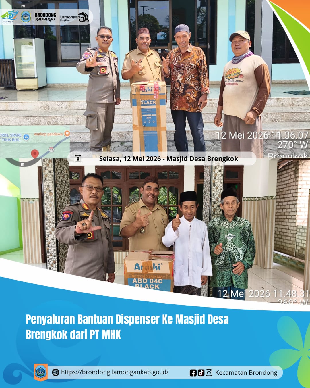 Foto: PENYALURAN BANTUAN DISPENSER MELALUI PROGRAM CSR PT MHK DI MASJID DESA BRENGKOK