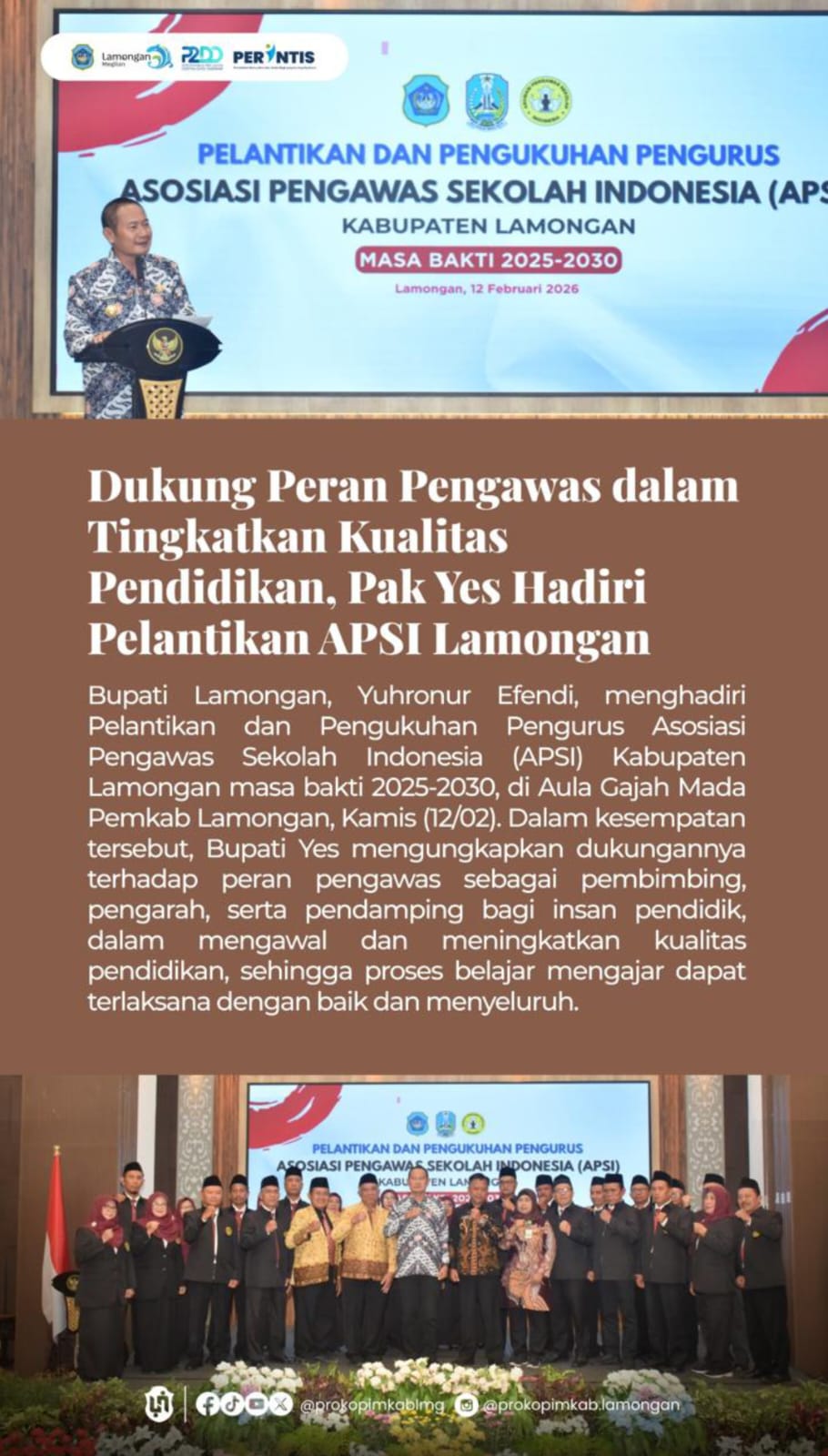 Foto: PAK YES HADIRI PELANTIKAN APSI LAMONGAN