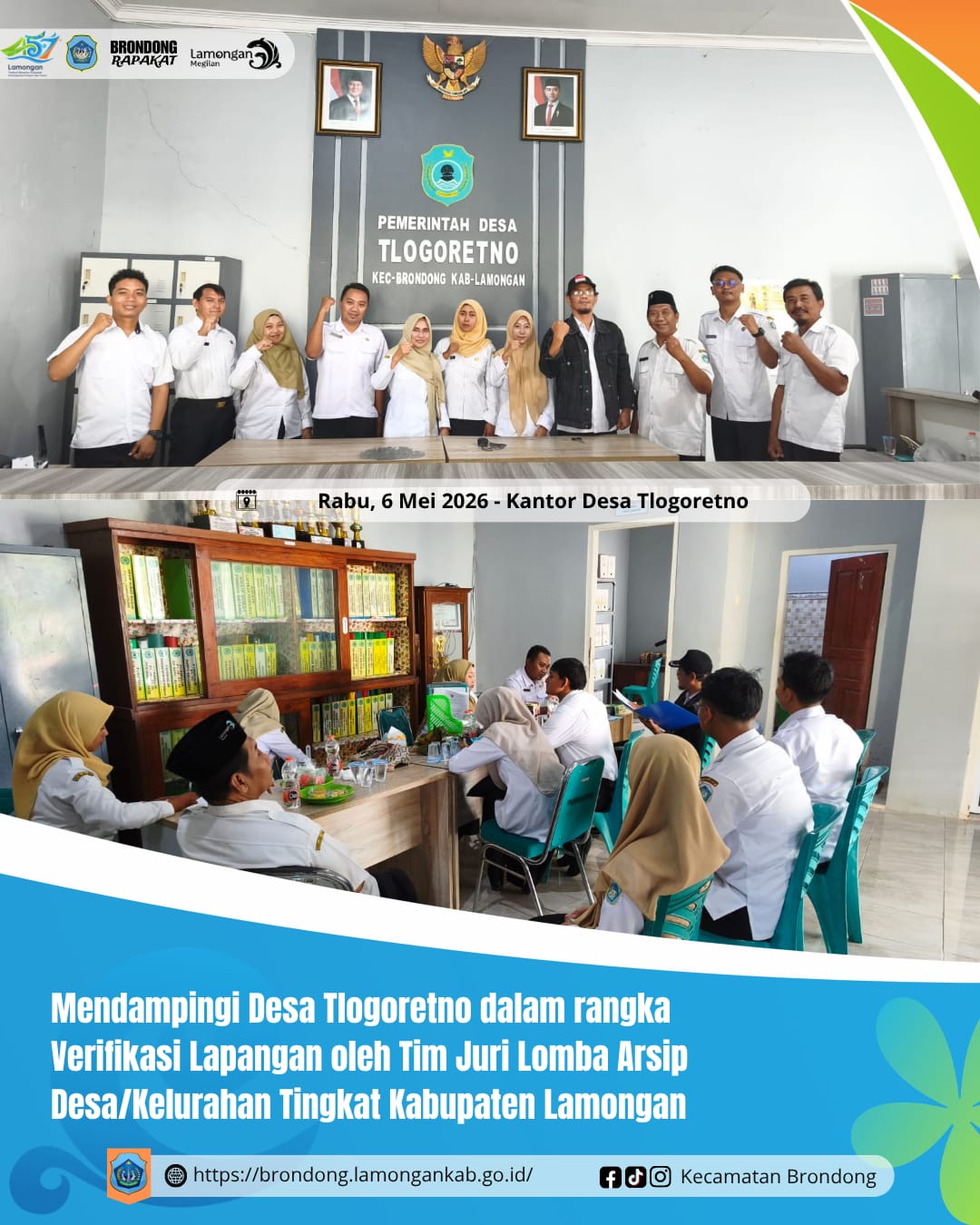 Foto: PENDAMPINGAN VERIFIKASI LAPANGAN LOMBA ARSIP DESA TINGKAT KABUPATEN LAMONGAN TAHUN 2026 DI DESA TLOGORETNO