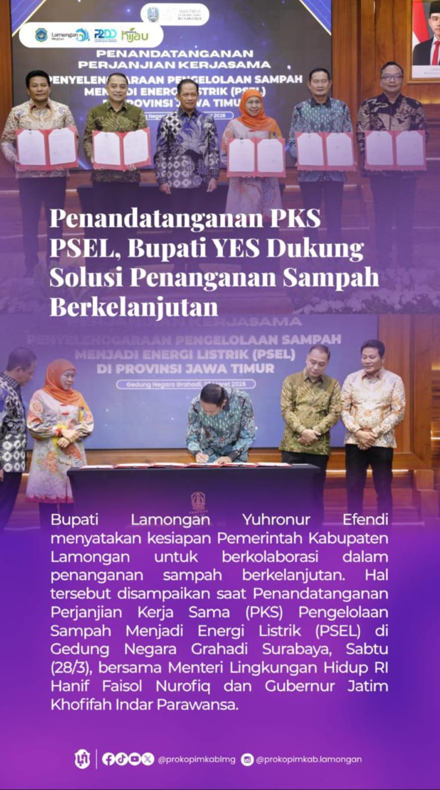 Foto: PERJANJIAN KERJA SAMA PENGELOLAAN SAMPAH MENJADI ENERGI LISTRIK