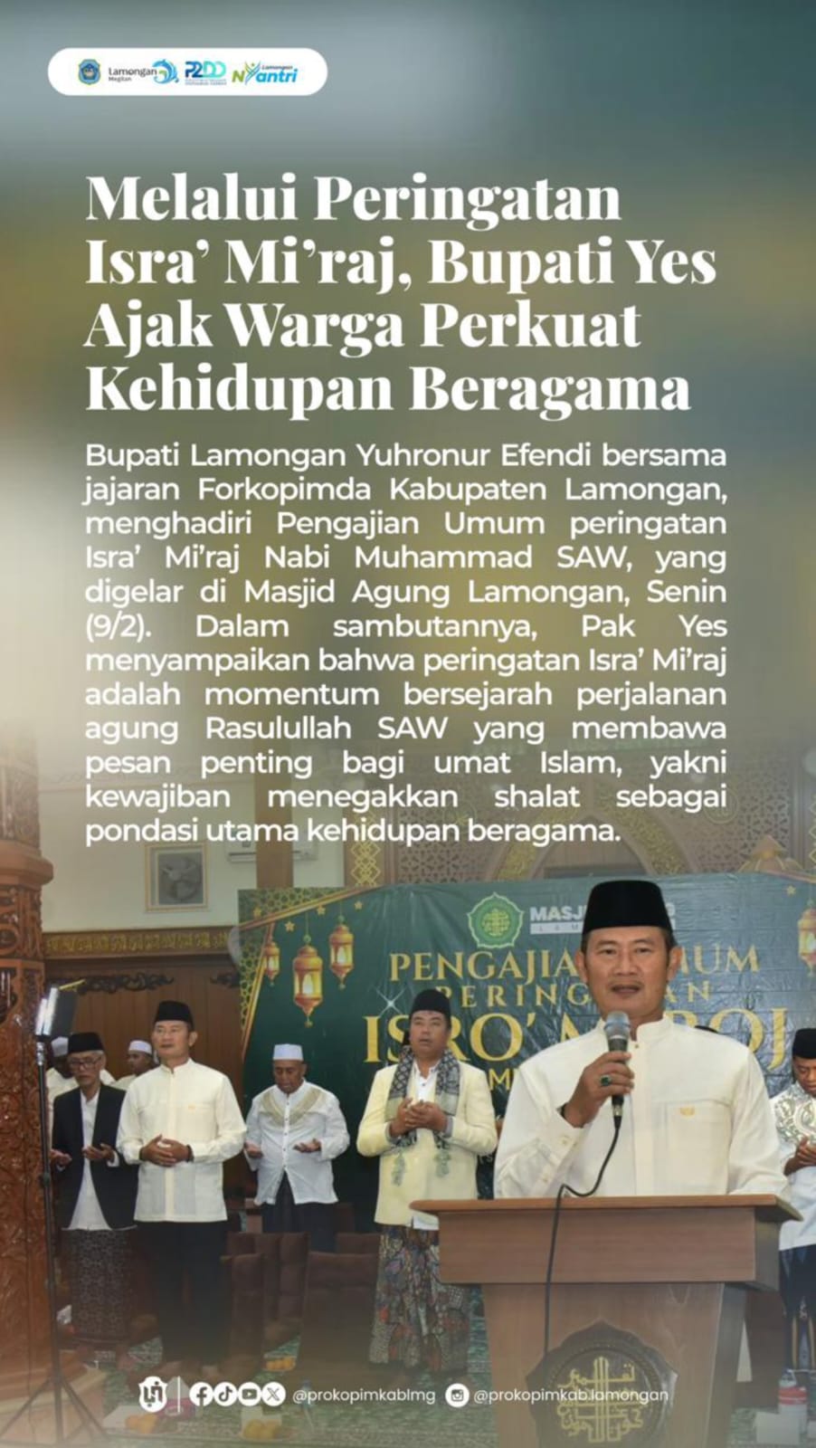 Foto: PERKUAT KEHIDUPAN BERAGAMA, AJAKAN PAK YES DI PERINGATAN ISRA' MI'RAJ
