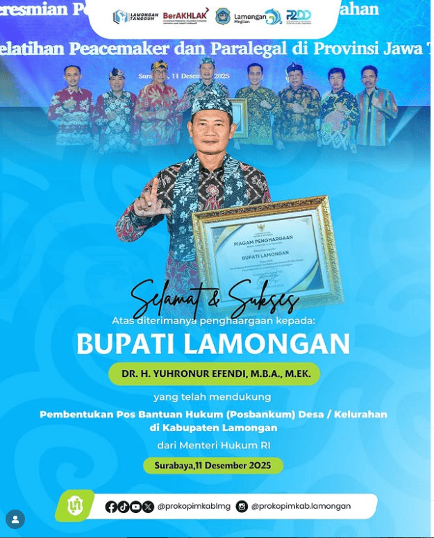 Foto: LAMONGAN TERIMA PENGHARGAAN POSBANKUM