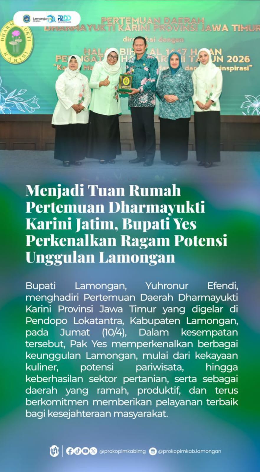 Foto: PERTEMUAN DAERAH DHARMAYUKTI KARINI PROVINSI JAWA TIMUR DI PENDOPO LOKATANTRA