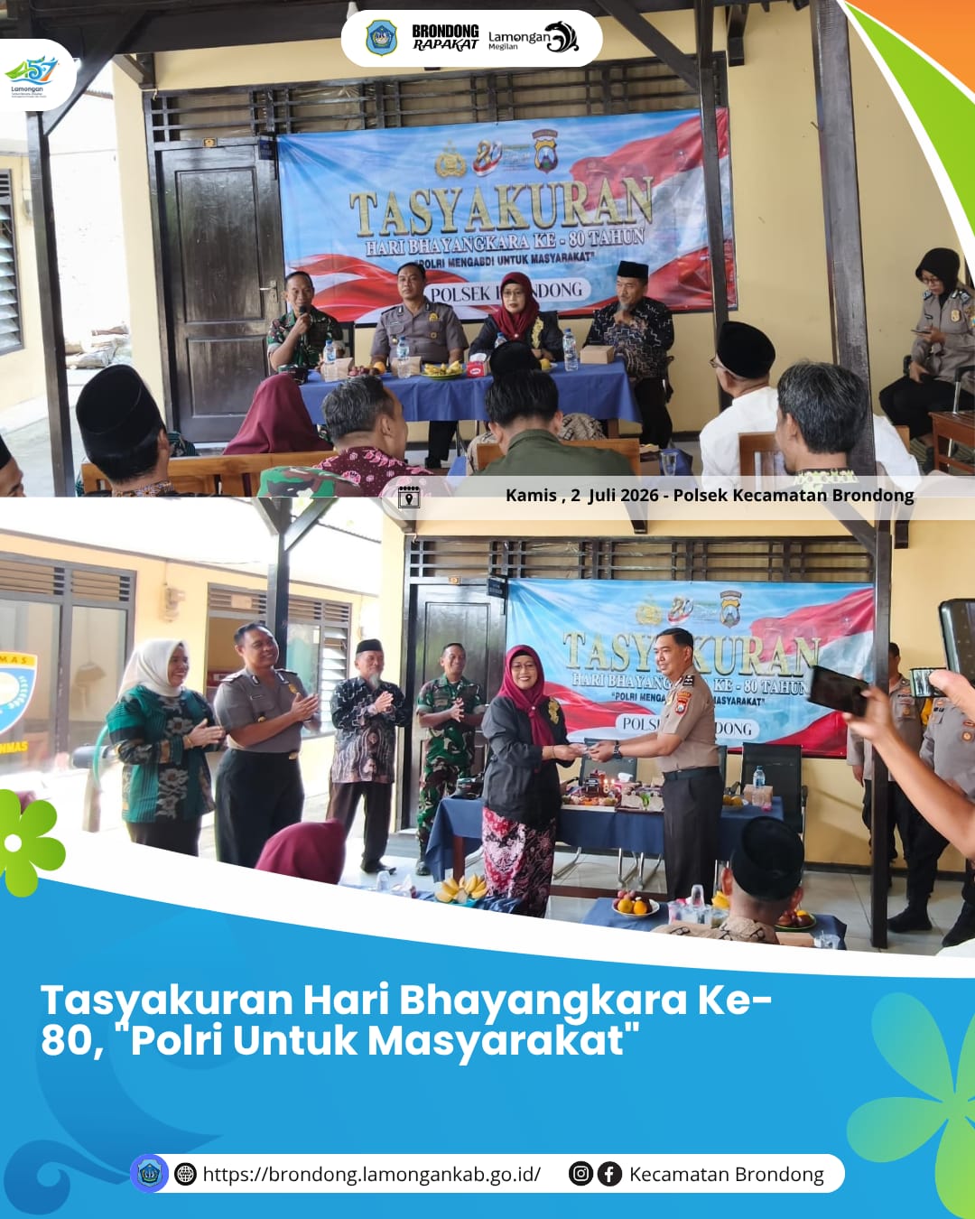 Foto: TASYAKURAN HARI BHAYANGKARA KE-80 DI POLSEK BRONDONG BERLANGSUNG KHIDMAT