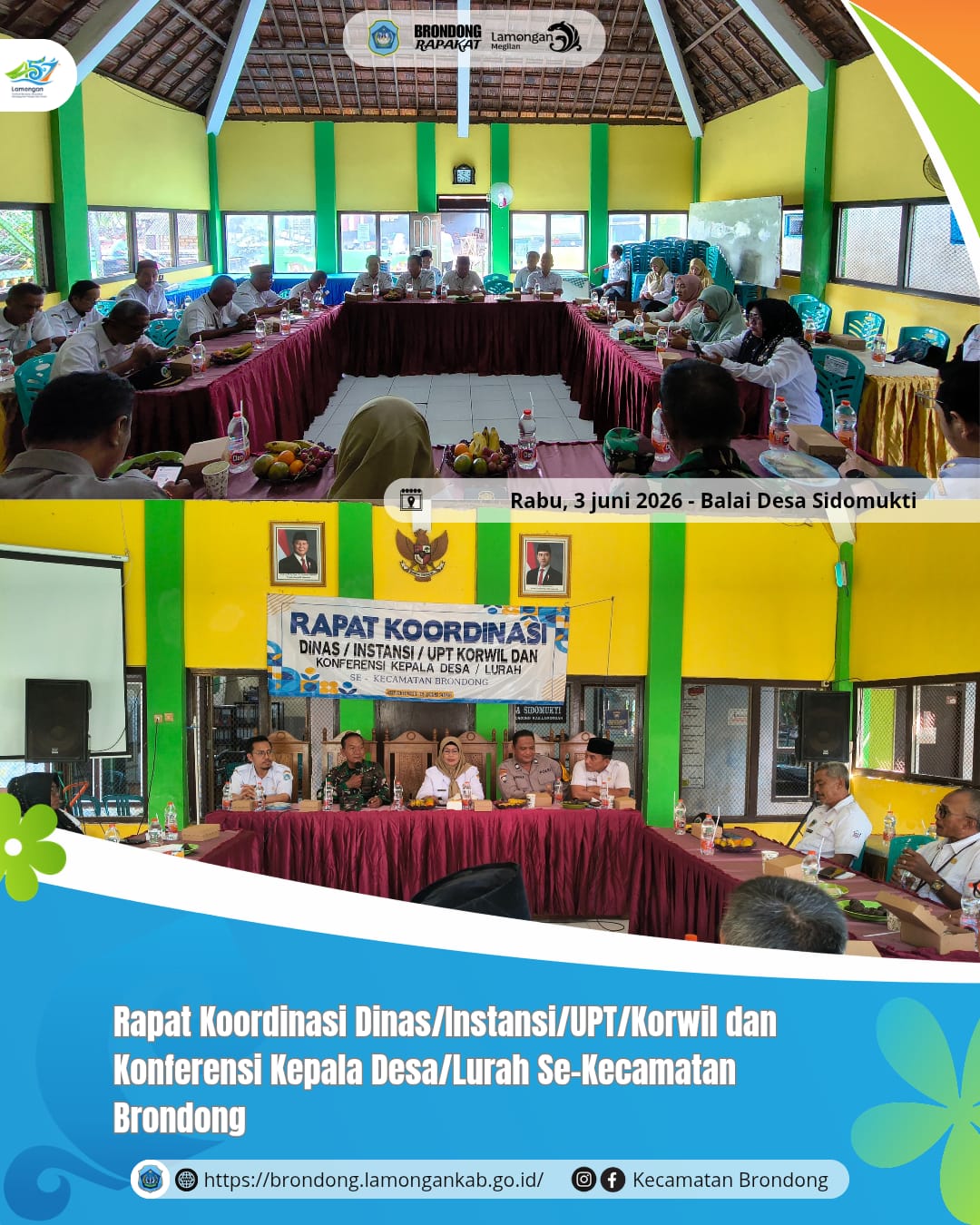 Foto: RAPAT KOORDINASI DAN KONFERENSI KEPALA DESA SE-KECAMATAN BRONDONG KABUPATEN LAMONGAN DI BALAI DESA SIDOMUKTI