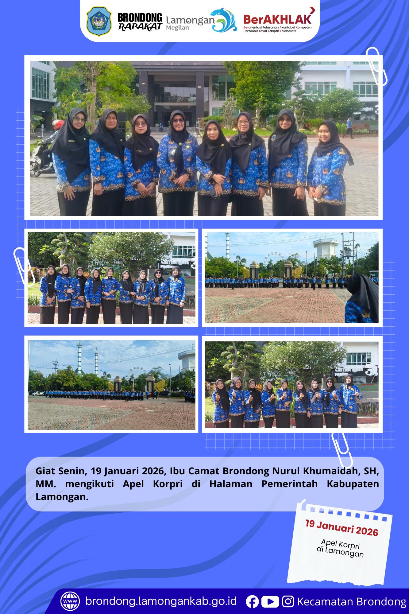 Foto: IBU CAMAT BRONDONG IKUTI APEL KORPRI BERSAMA CAMAT SE-KABUPATEN LAMONGAN
