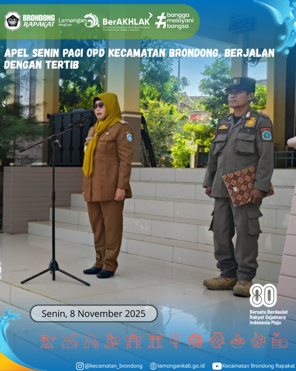 Foto: UPACARA SENIN PAGI KECAMATAN BRONDONG BERJALAN TERTIB DAN KHIDMAT