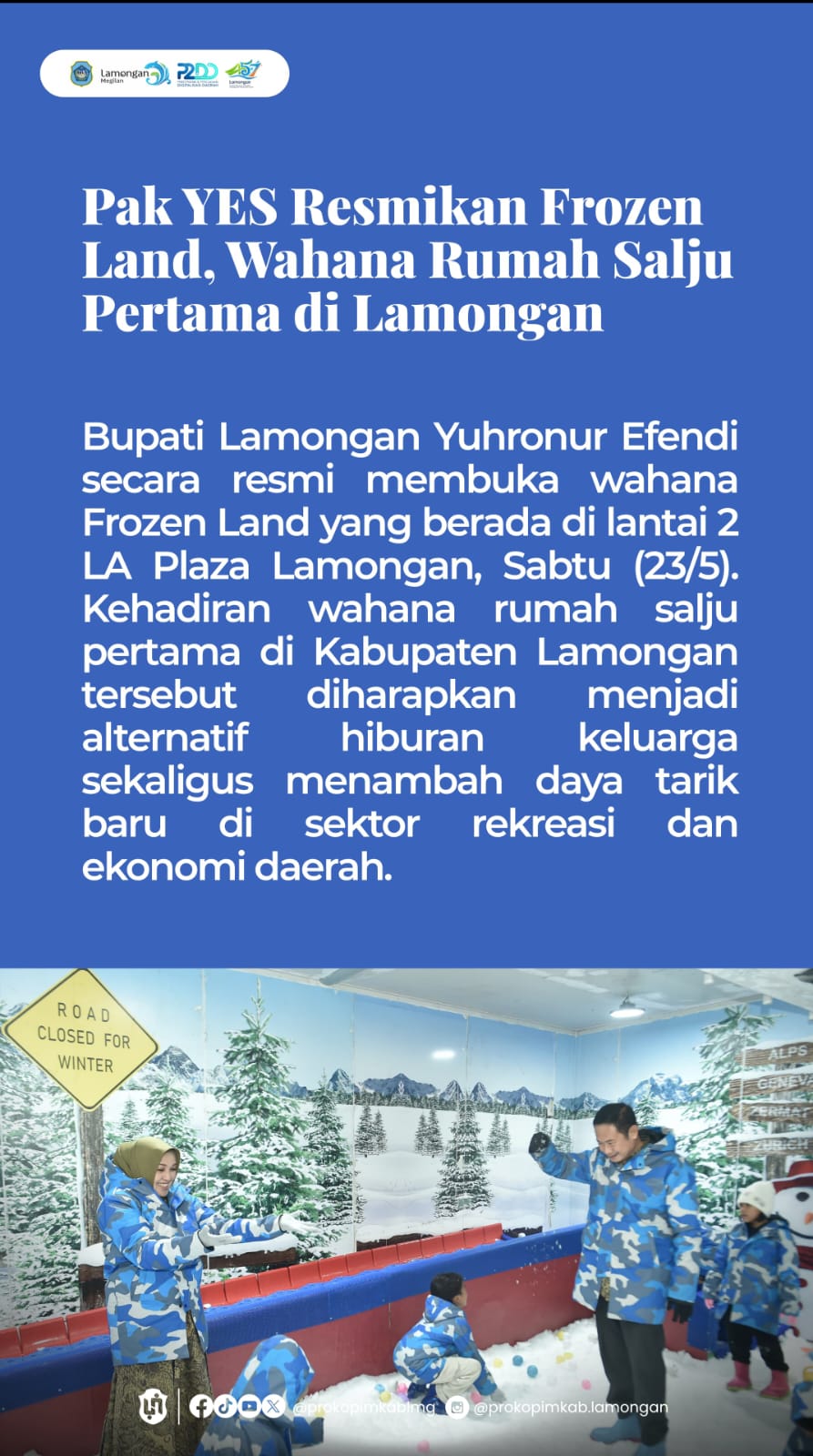 Foto: PAK YES RESMIKAN WAHANA FROZEN LAND DI PLAZA LAMONGAN