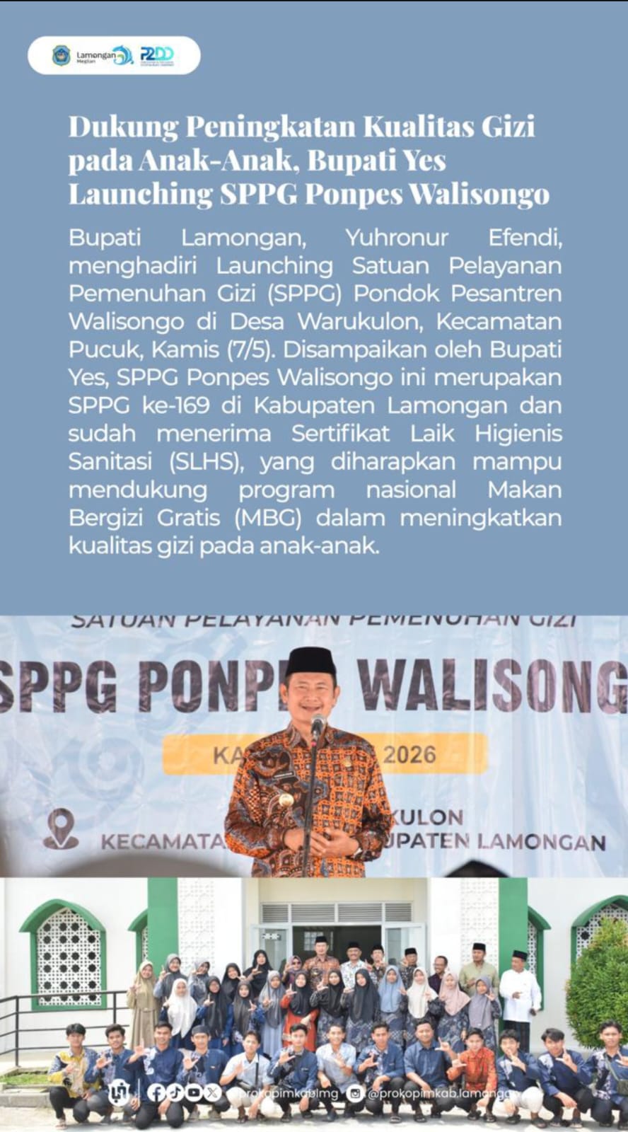 Foto: LAUNCHING SPPG POMPES WALISONGO, YANG MERUPAKAN SPPG KE-169 DI LAMONGAN