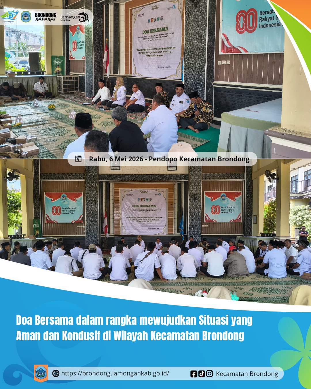 Foto: DOA BERSAMA UNTUK MEWUJUDKAN SITUASI AMAN DAN KONDUSIF DI WILAYAH KECAMATAN BRONDONG KABUPATEN LAMONGAN