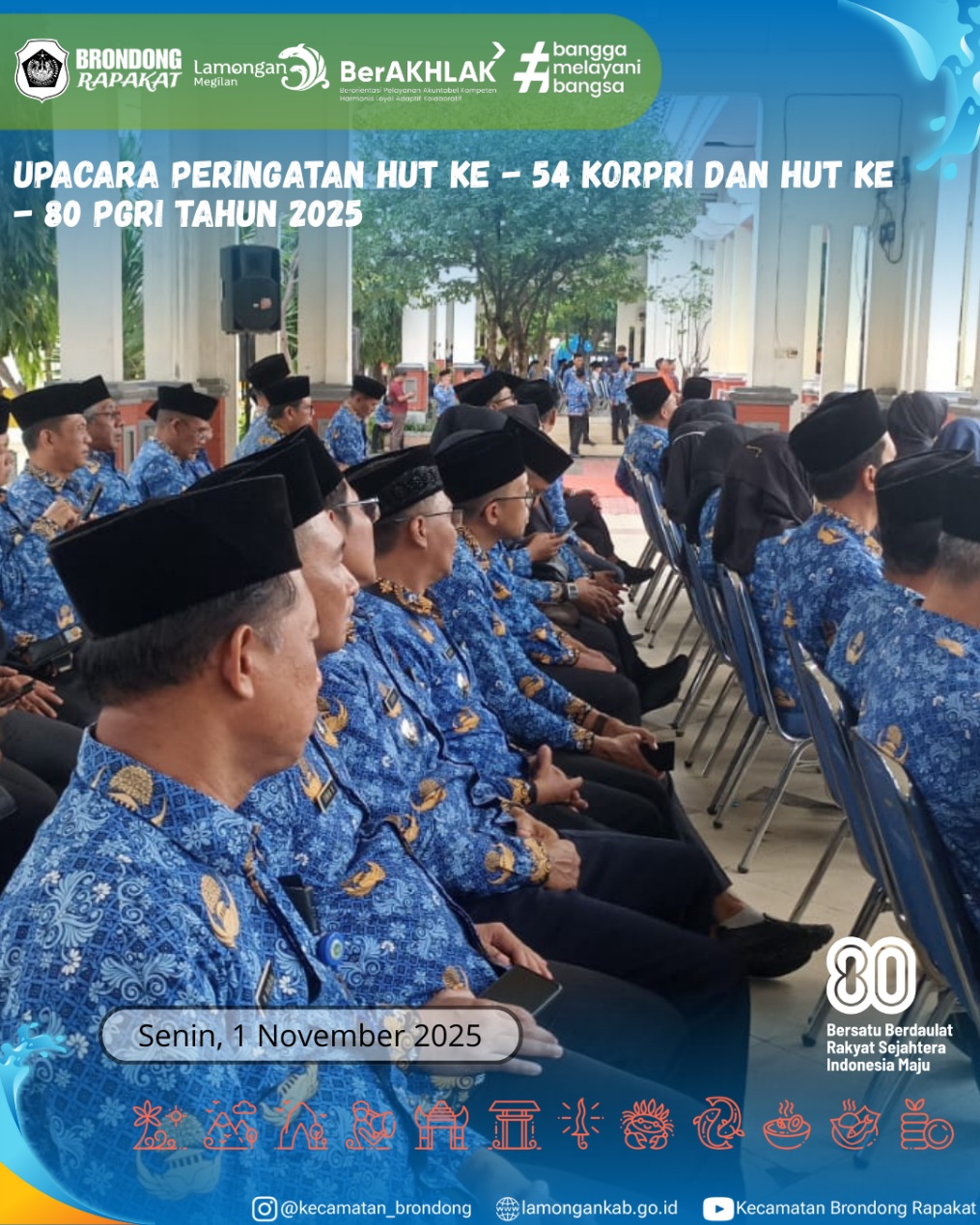 Foto: UPACARA PERINGATAN HUT KE-54 KORPRI DAN HUT KE-80 PGRI TAHUN 2025