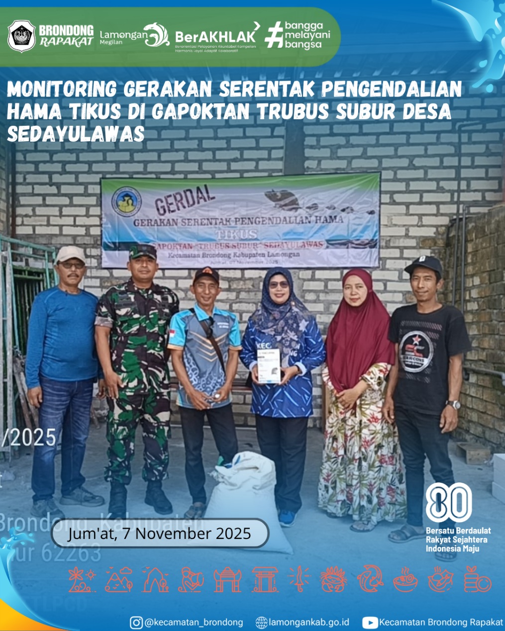 Foto: MONITORING GERAKAN SERENTAK PENGENDALIAN HAMA TIKUS DI GAPOKTAN TRUBUS SUBUR DESA SEDAYULAWAS