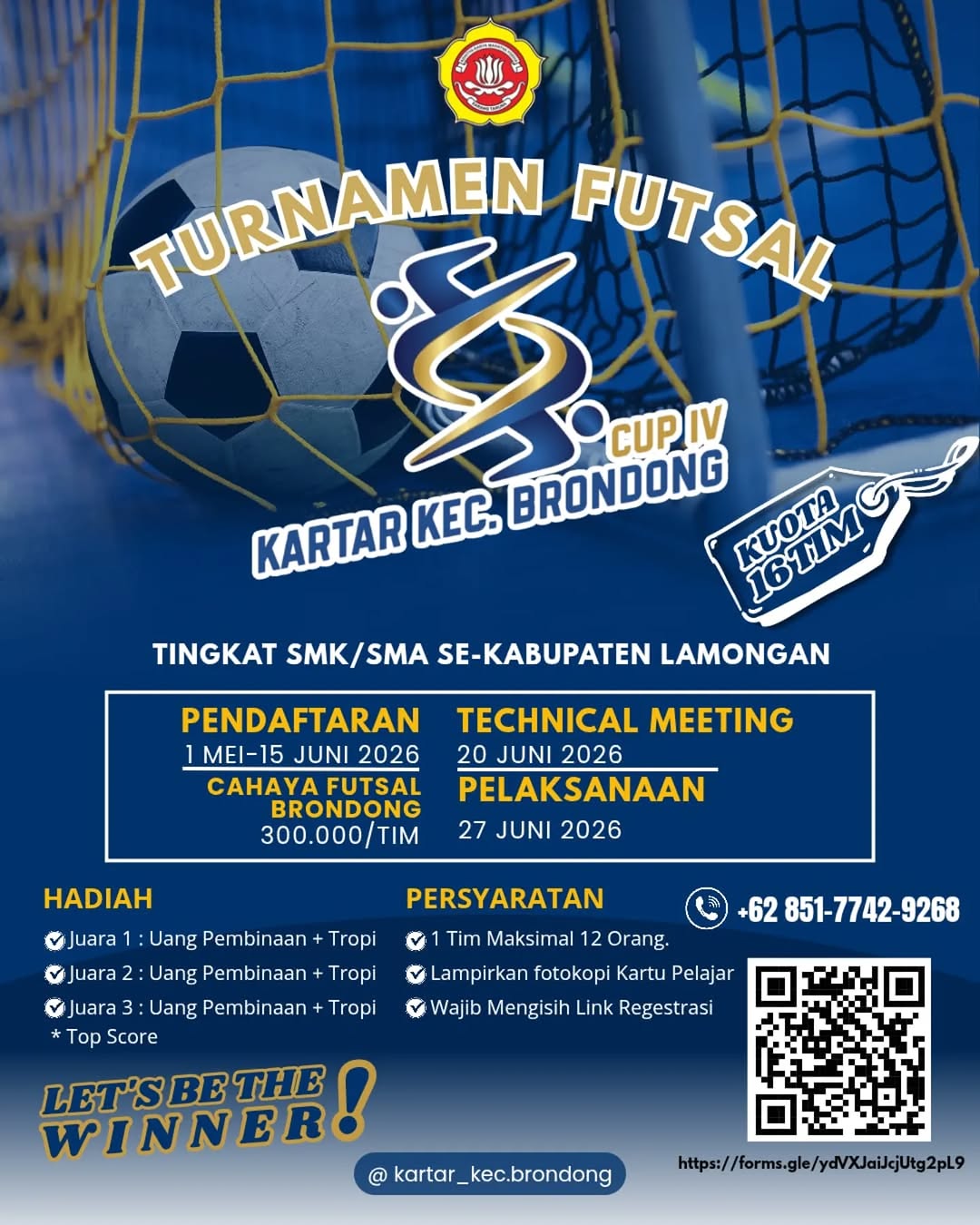 Foto: DAFTAR YUK!!!! TURNAMEN FUTSAL CUP IV KARTAR KECAMATAN BRONDONG