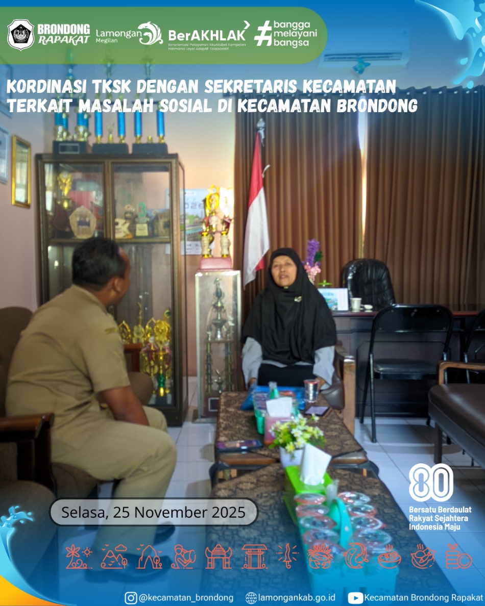Foto: KOORDINASI TKSK DENGAN SEKRETARIS KECAMATAN BRONDONG BAHAS MASALAH SOSIAL