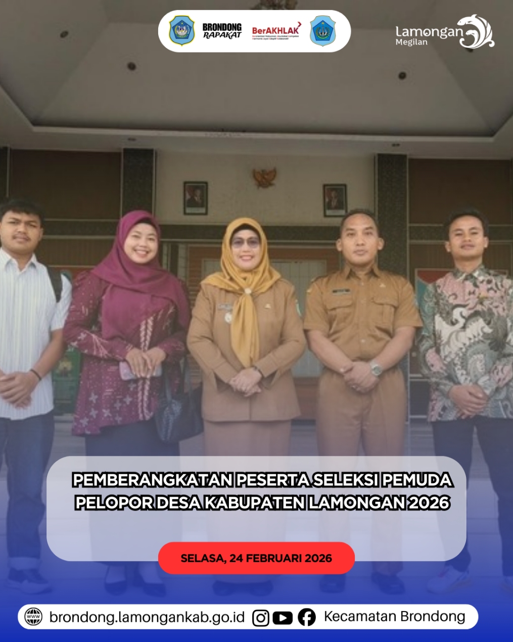 Foto: PEMBERANGKATAN PESERTA SELEKSI PEMUDA PELOPOR DESA KABUPATEN LAMONGAN TAHUN 2026 DI KECAMATAN BRONDONG
