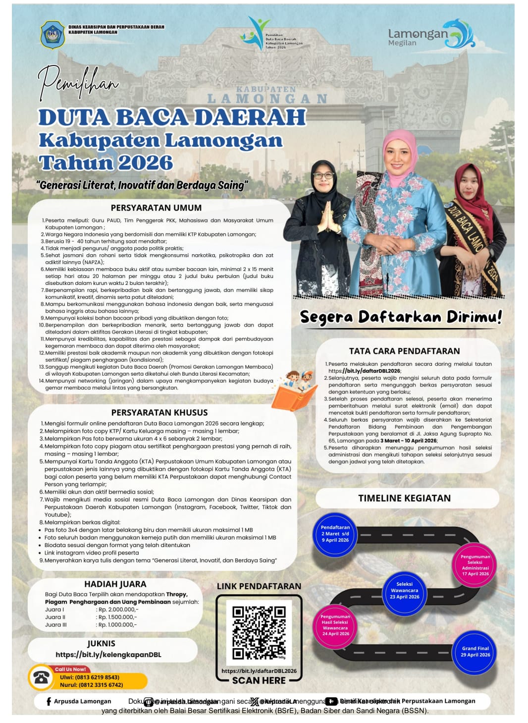 Foto: YUK DAFTAR!!! PEMILIHAN DUTA BACA KABUPATEN LAMONGAN 2026