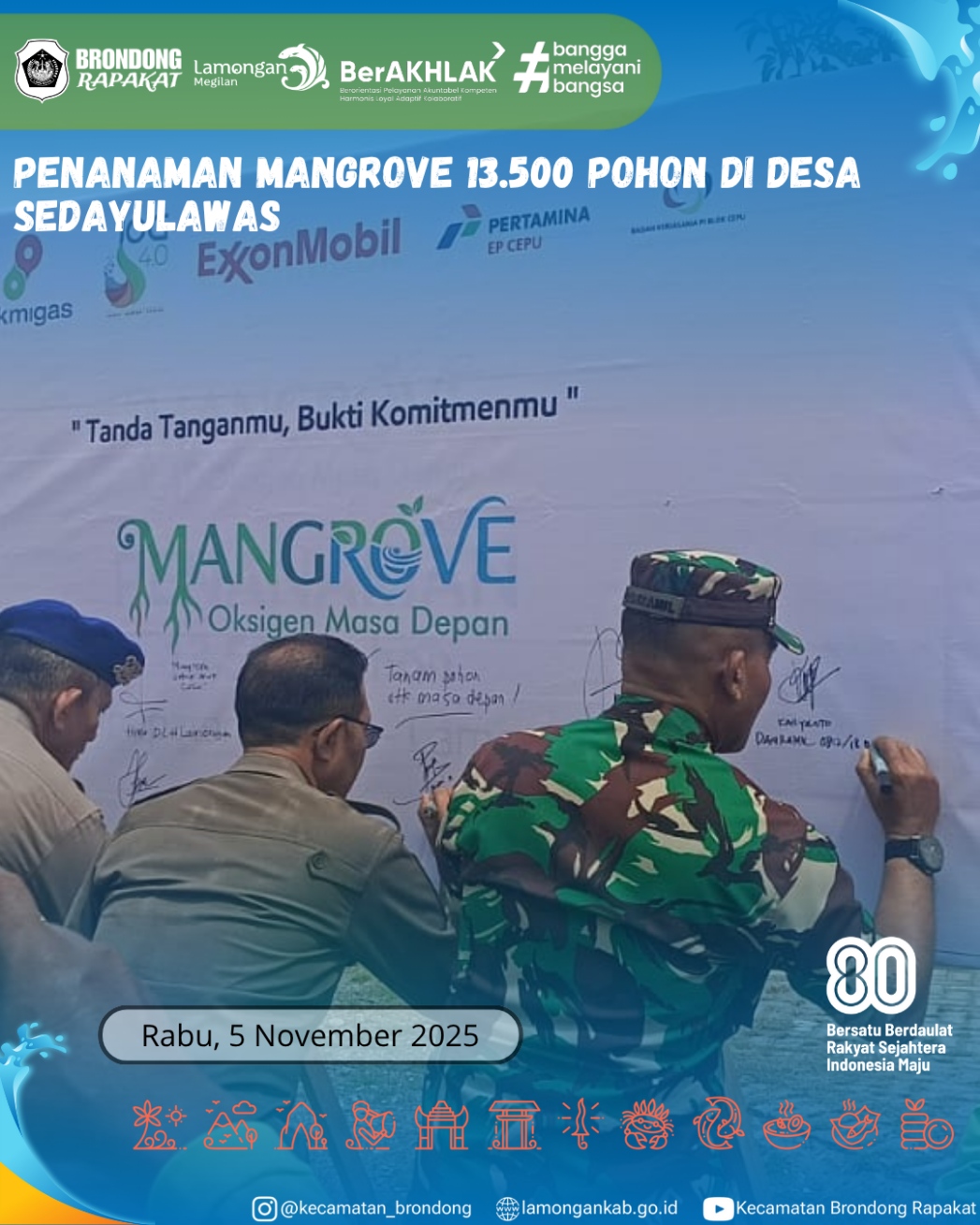 Foto: PENANAMAN MANGROVE 13.500 POHON DI DESA SEDAYULAWAS KECAMATAN BRONDONG