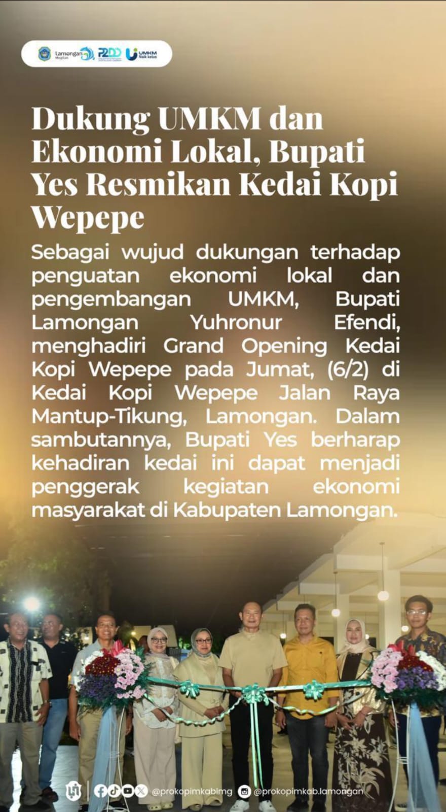 Foto: PAK YES RESMIKAN KEDAI KOPI WEPEPE
