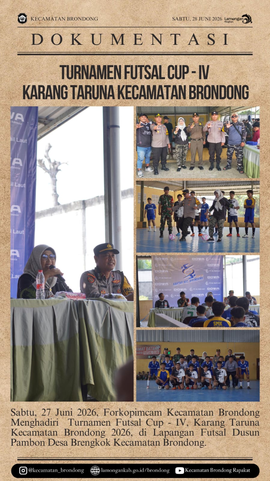 Foto: TURNAMEN FUTSAL CUP IV KARANG TARUNA KECAMATAN BRONDONG DIGELAR DI DESA BRENGKOK