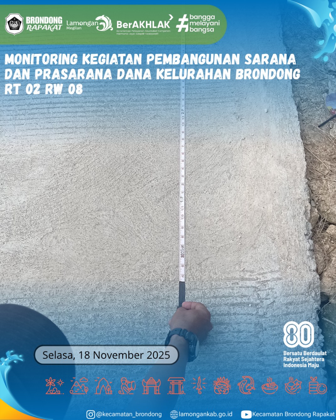 Foto: MONITORING KEGIATAN PEMBANGUNAN SARANA DAN PRASARANA JALAN RT 02 RW 08 KELURAHAN BRONDONG