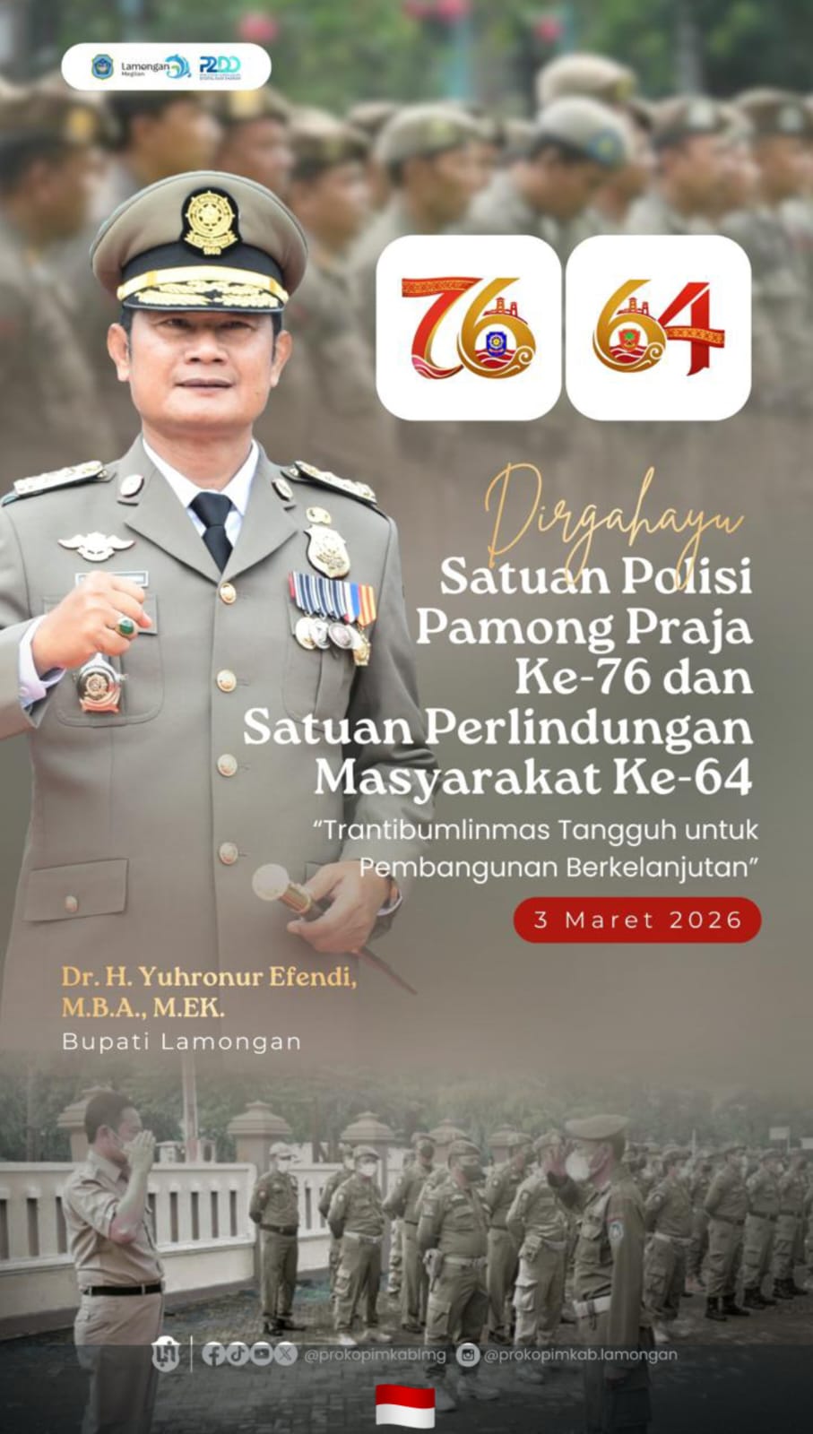 Foto: DIRGAHAYU SATUAN POLISI PAMONG PRAJA DAN SATUAN PERLINDUNGAN MASYARAKAT DARI PAK YES